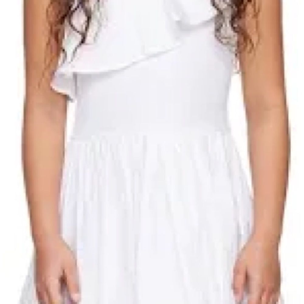Molo NWT Choley Girls White One Shoulder Ruffled Dress. Organic Cotton. Size 14. - Picture 4 of 11